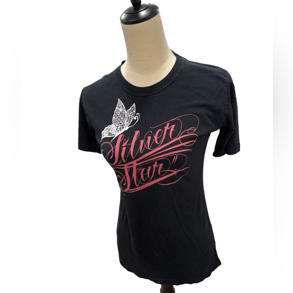 Silver Star Black Graphic T-Shirt Size XL